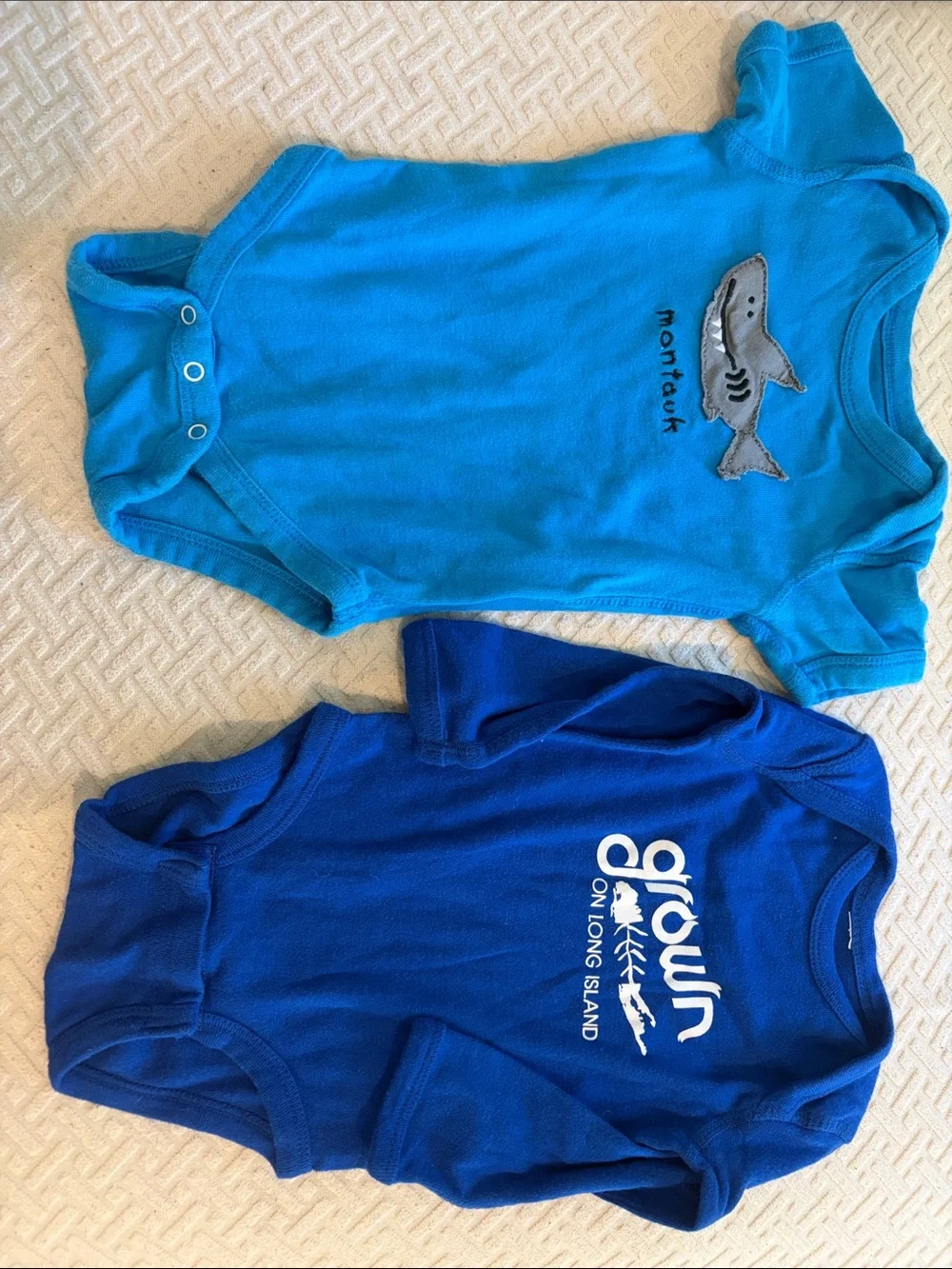 Montauk Shark & Long Island Baby Bodysuits - Blue Mix